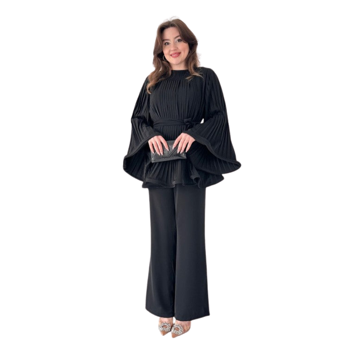 Lucie | Ensemble de Tops et Pantalons Évasés Plissés