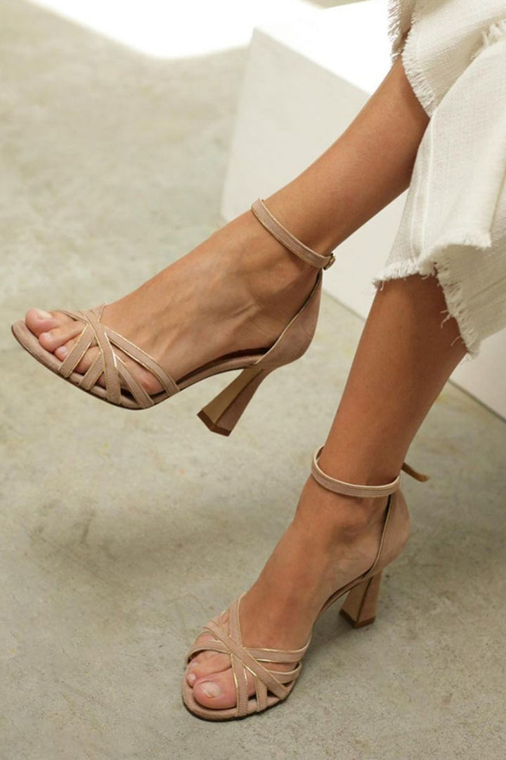 Elviera™ | Sandales en patchwork à bout rond et talon fin