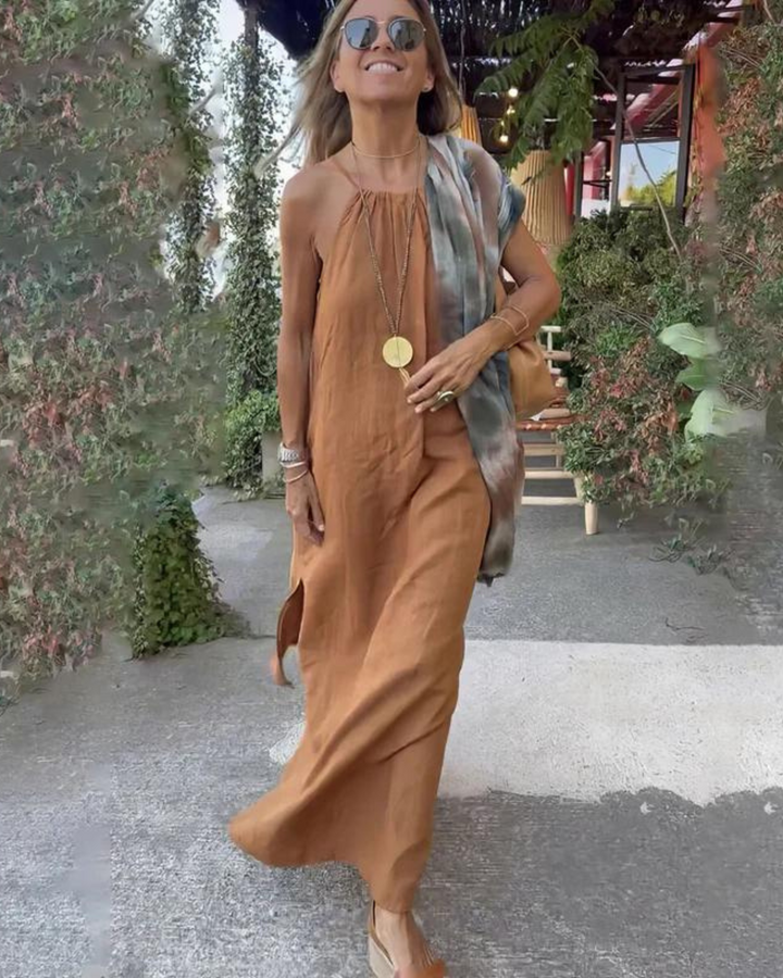 DOWN THE COVE - Long Linen Blend Robe