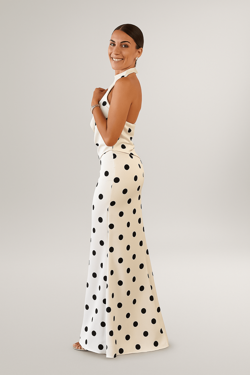 Chloé™ | Robe Longue à Pois Noirs