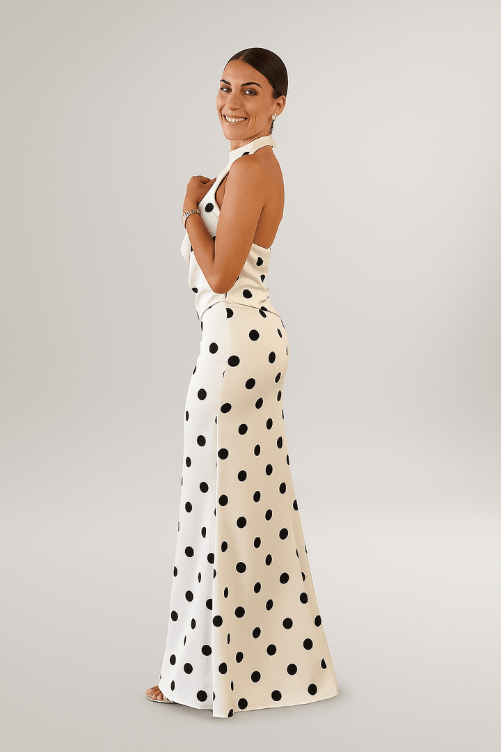Chloé™ | Robe Longue à Pois Noirs