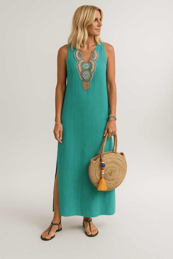 Lina™ | Robe d’Été en Lin, Style Bohème Chic