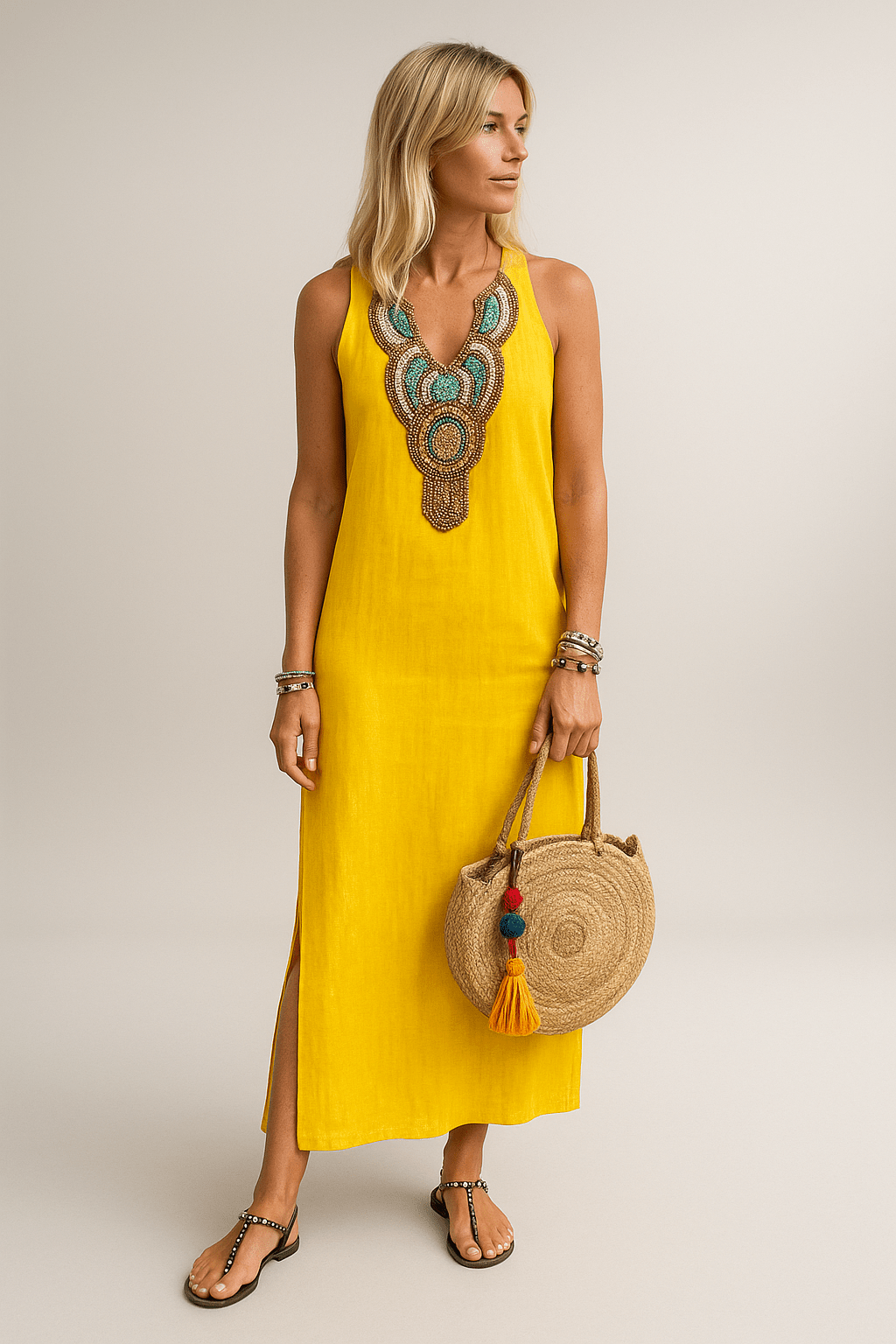 Lina™ | Robe d’Été en Lin, Style Bohème Chic