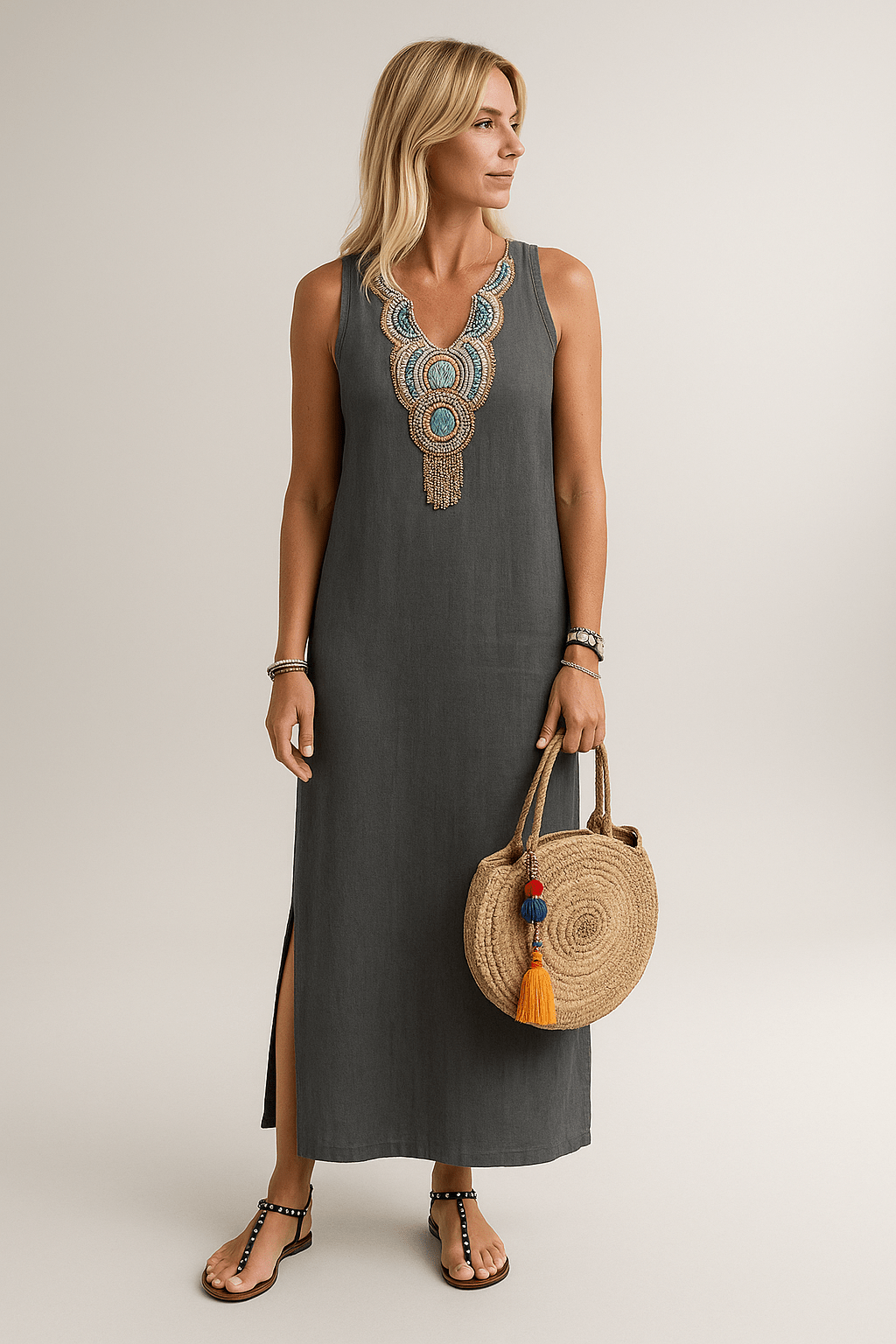 Lina™ | Robe d’Été en Lin, Style Bohème Chic