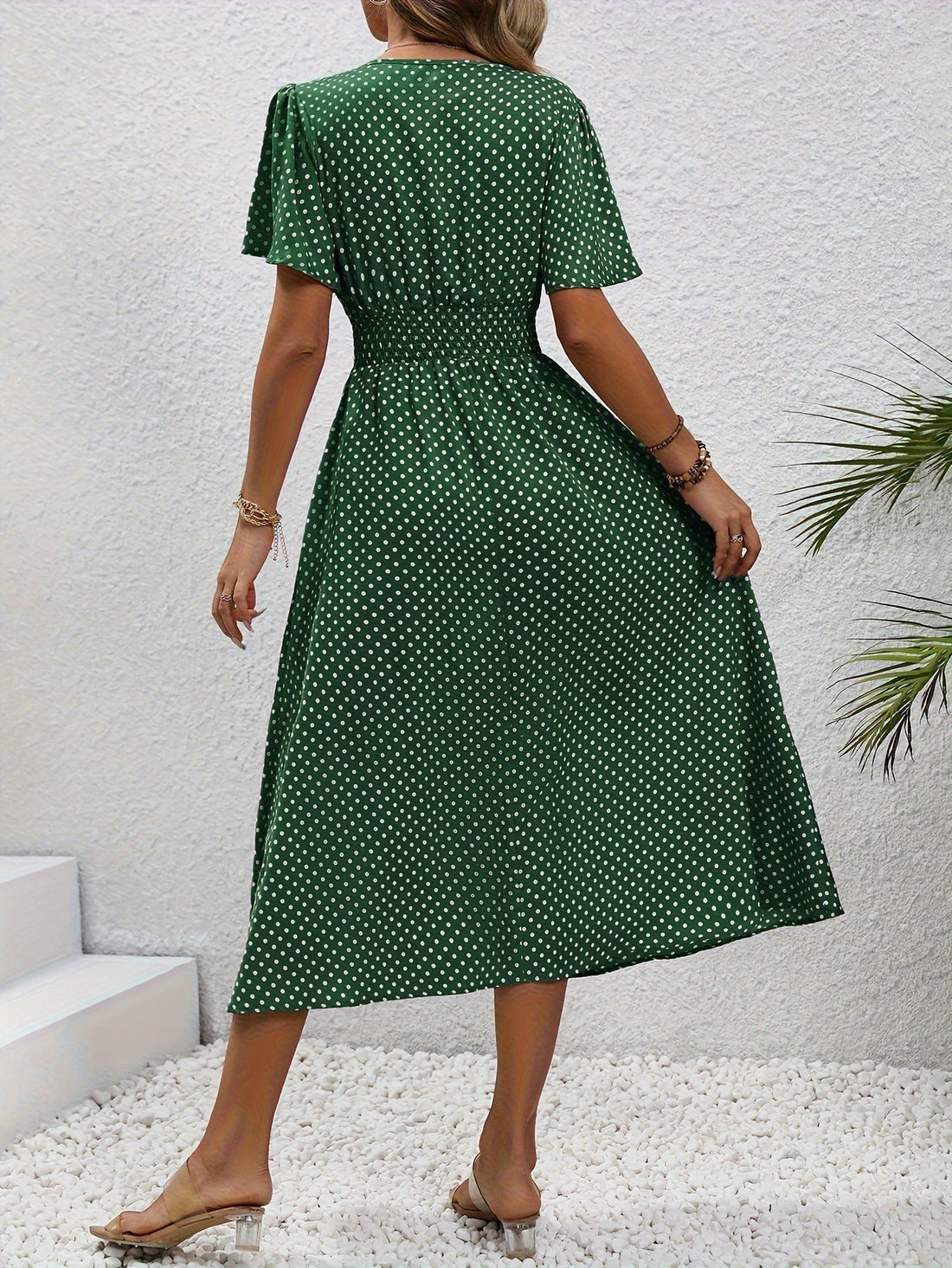 Maëva™ | Robe midi chic à pois roses