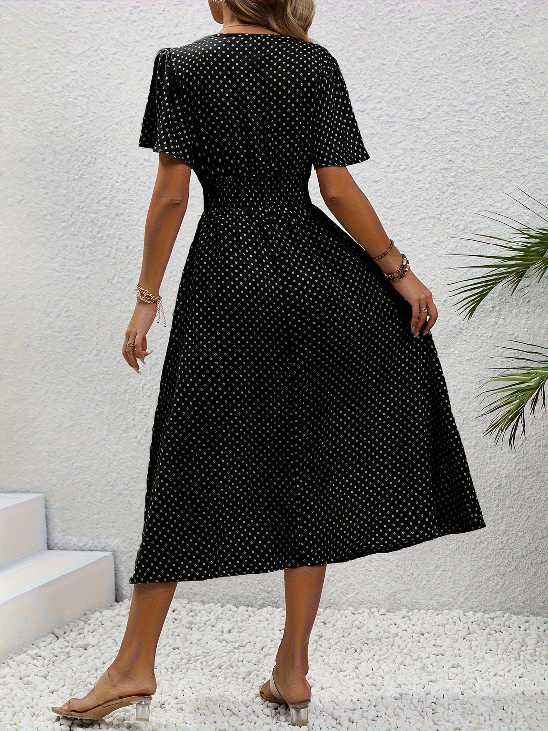 Maëva™ | Robe midi chic à pois roses
