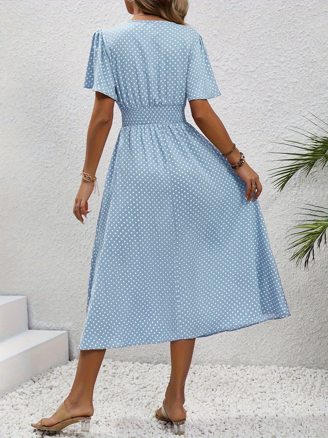 Maëva™ | Robe midi chic à pois roses